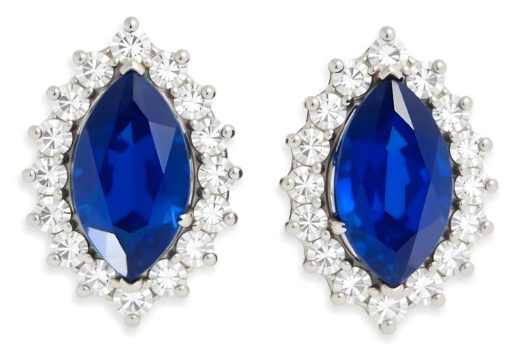 Sophisticated Pear Cut Sapphire and Diamond Earrings